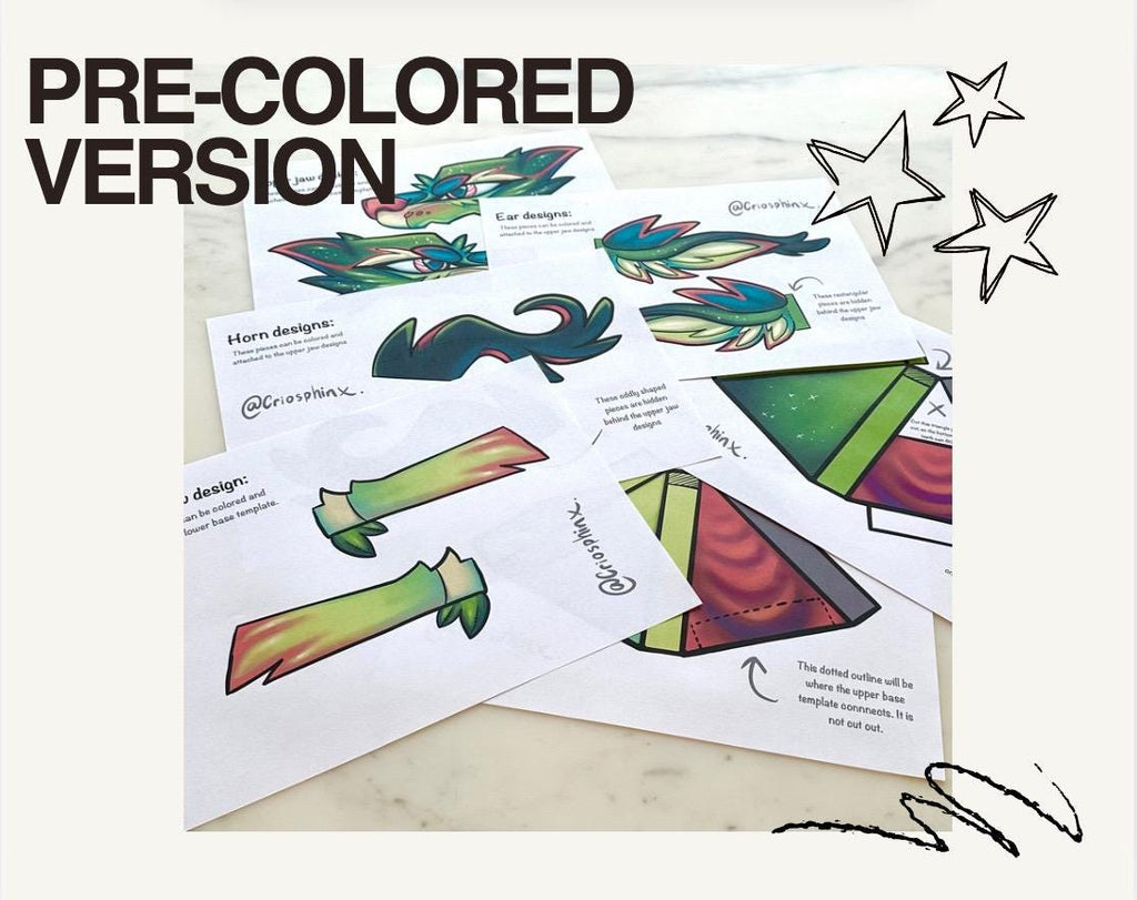 Paper Dragon Puppet TEMPLATES // “Holly”
