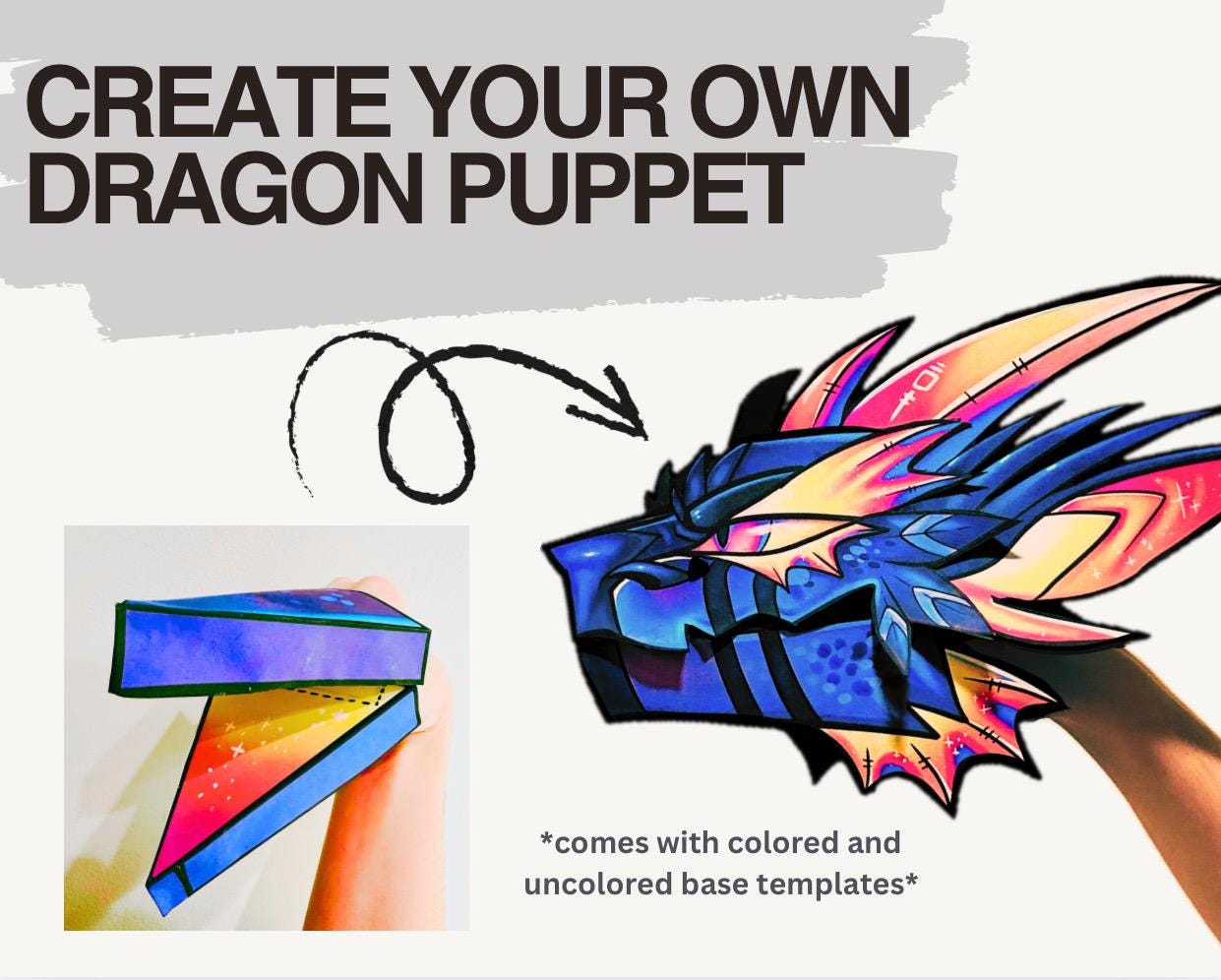 Paper Dragon Puppet TEMPLATES // “Firecracker”