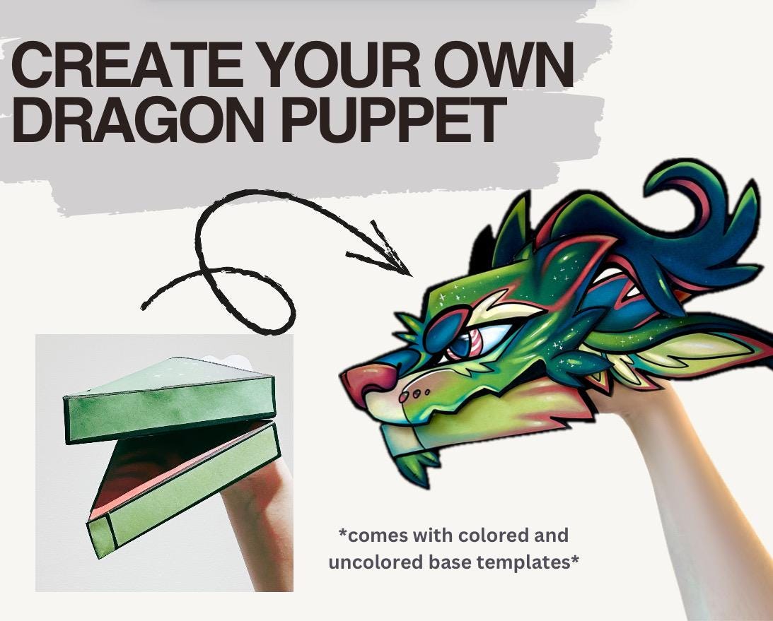 Paper Dragon Puppet TEMPLATES // “Holly”